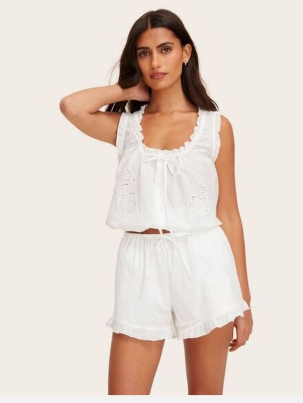 NWT! Parke × Target, Mid-Rise Woven Drawstring Shorts,  Ivory, Size Small